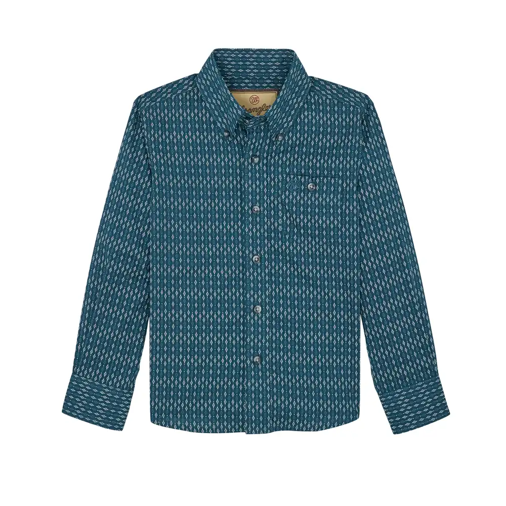 wrangler boy's long sleeve shirt in blue