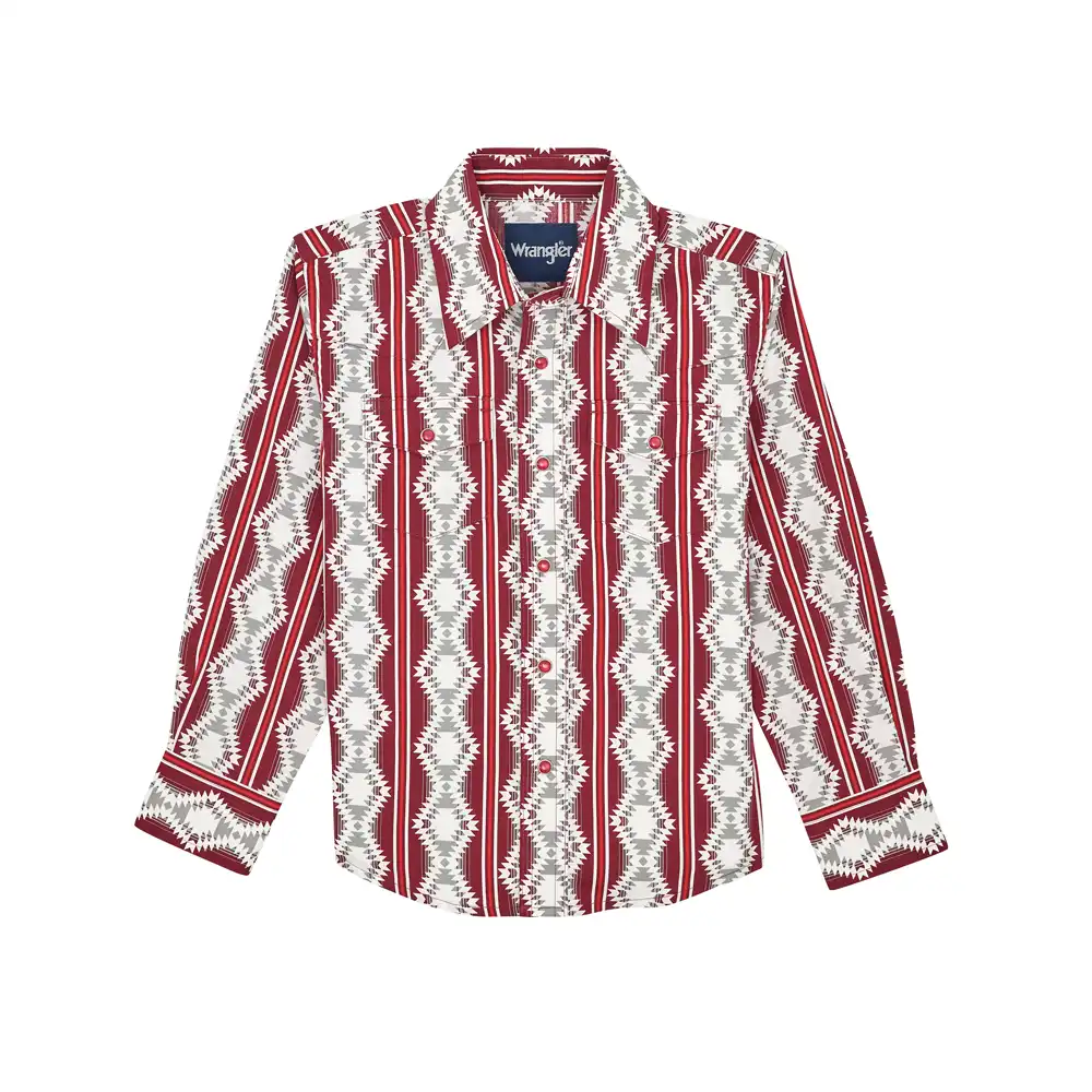 wrangler boy's long sleeve shirt in red