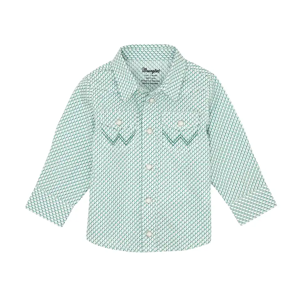 wrangler infant boy's western shirt in teal