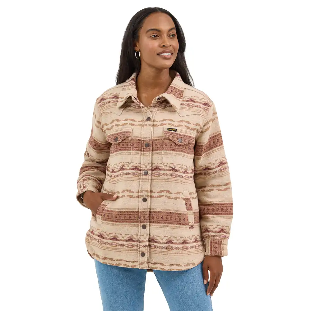 wrangler women's shirt jacket in brown