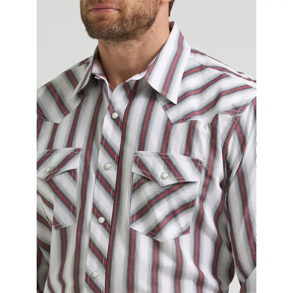 wrangler men's long sleeve shirt red