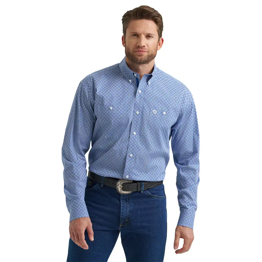 wrangler x george strait men's long sleeve shirt blue