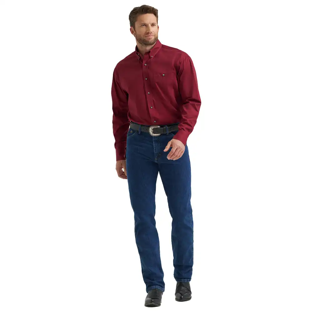 wrangler x george strait men's long sleeve shirt wine