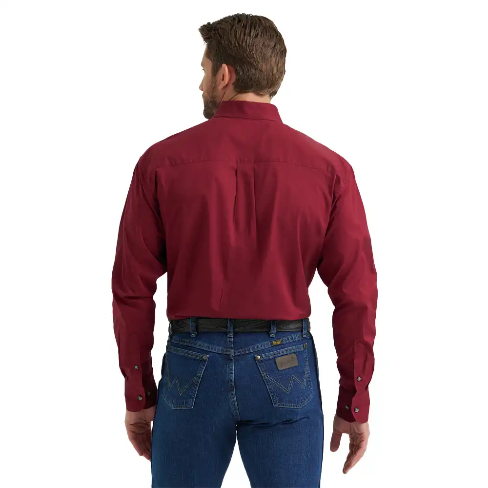 wrangler x george strait men's long sleeve shirt wine