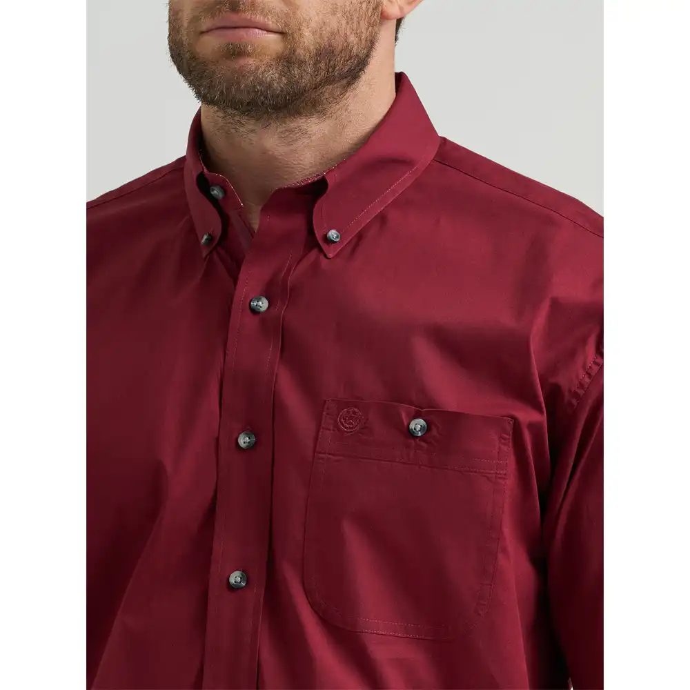 wrangler x george strait men's long sleeve shirt wine