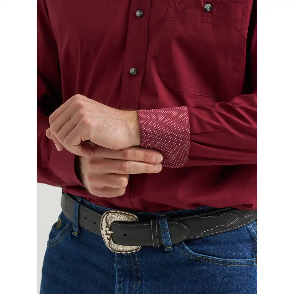wrangler x george strait men's long sleeve shirt wine