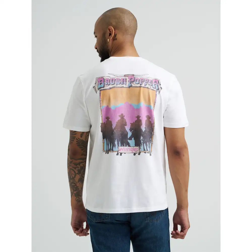 wrangler men's graphic tee shirt white brushpopper