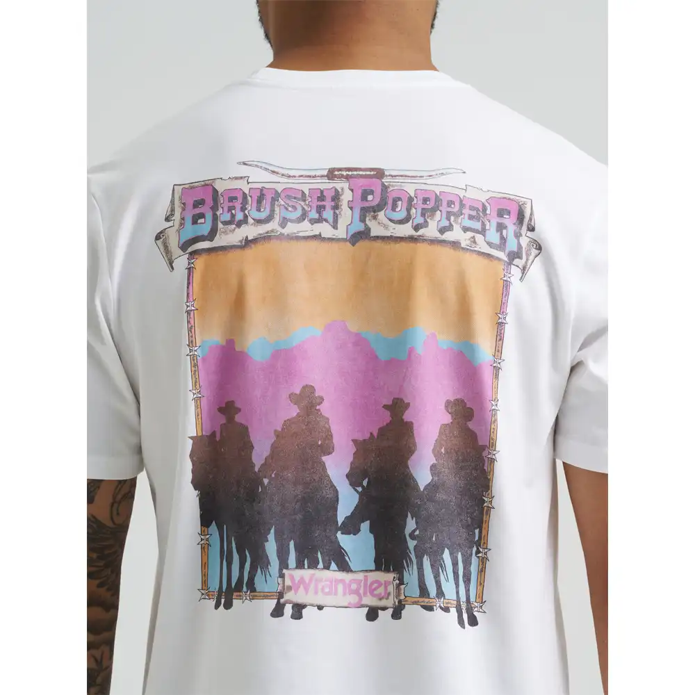 wrangler men's graphic tee shirt white brushpopper