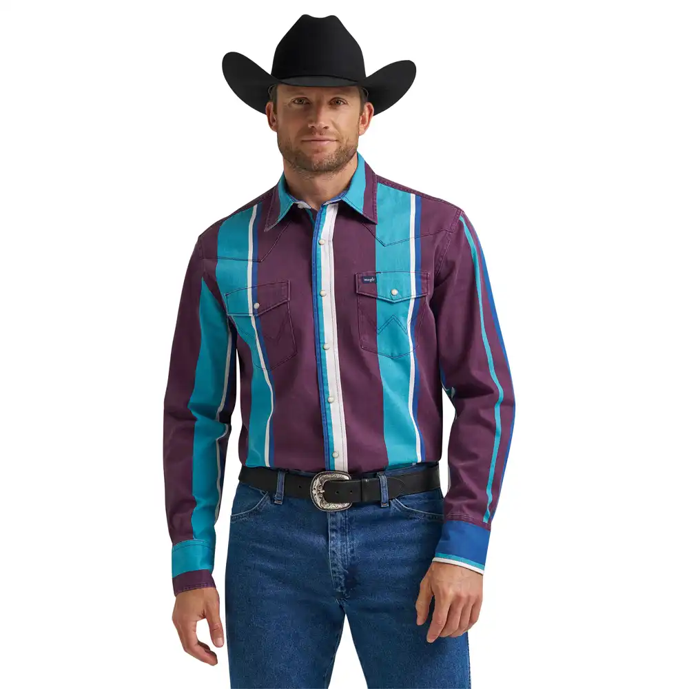 wrangler men's long sleeve shirt brushpopper