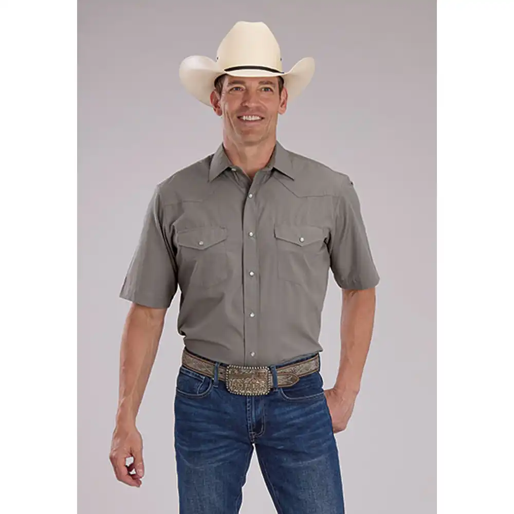 karmen men's short sleeve shirt grey