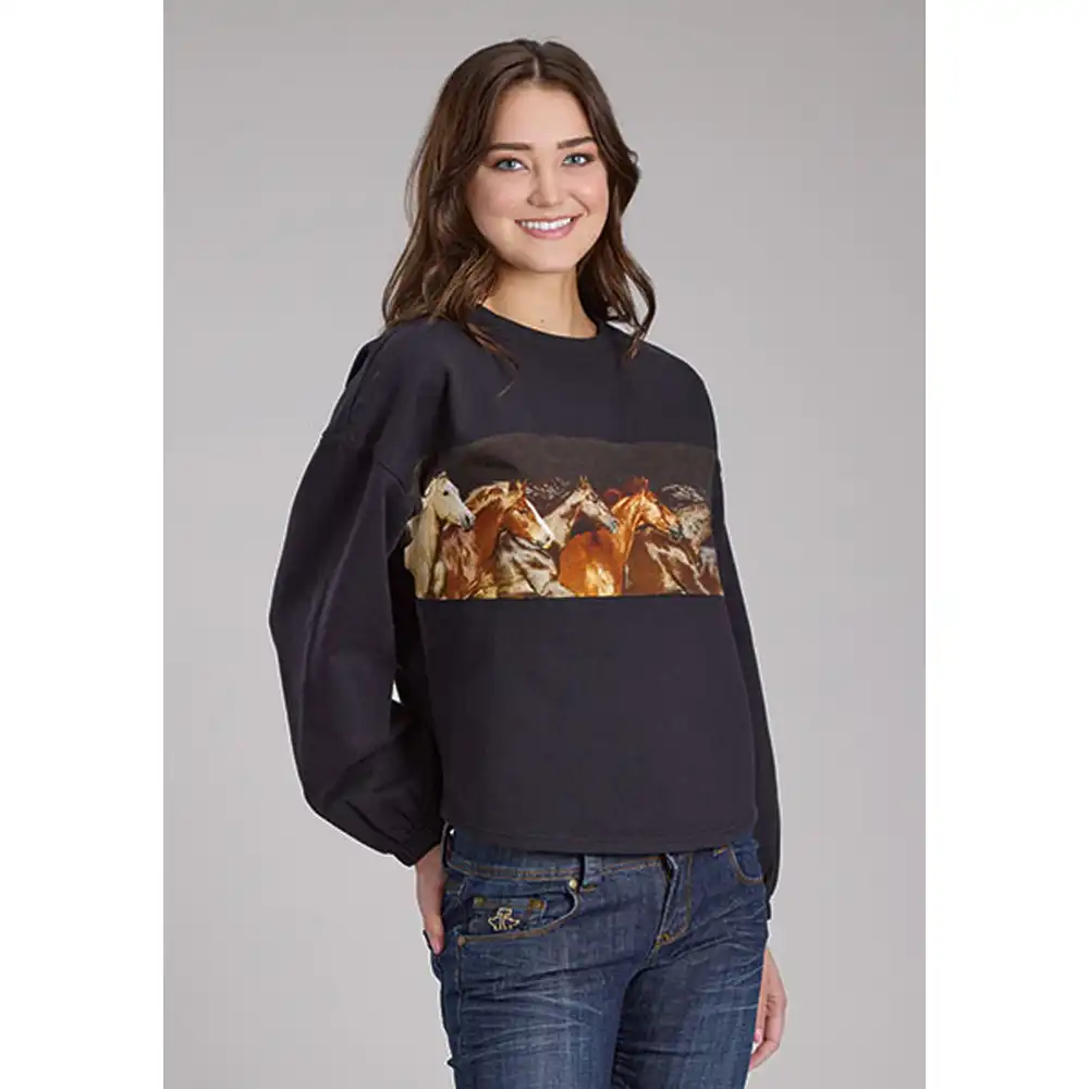 roper women's graphic sweatshirt black