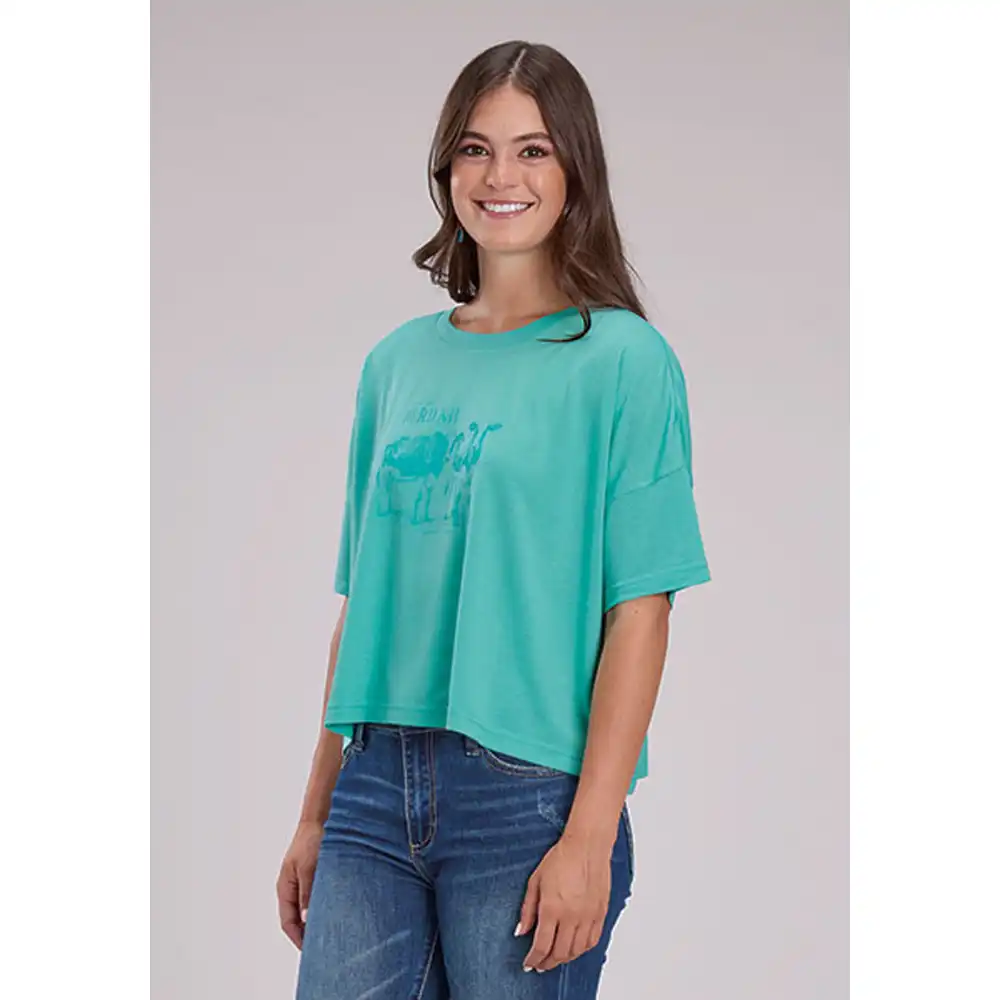 roper women's jersey tee in turquoise