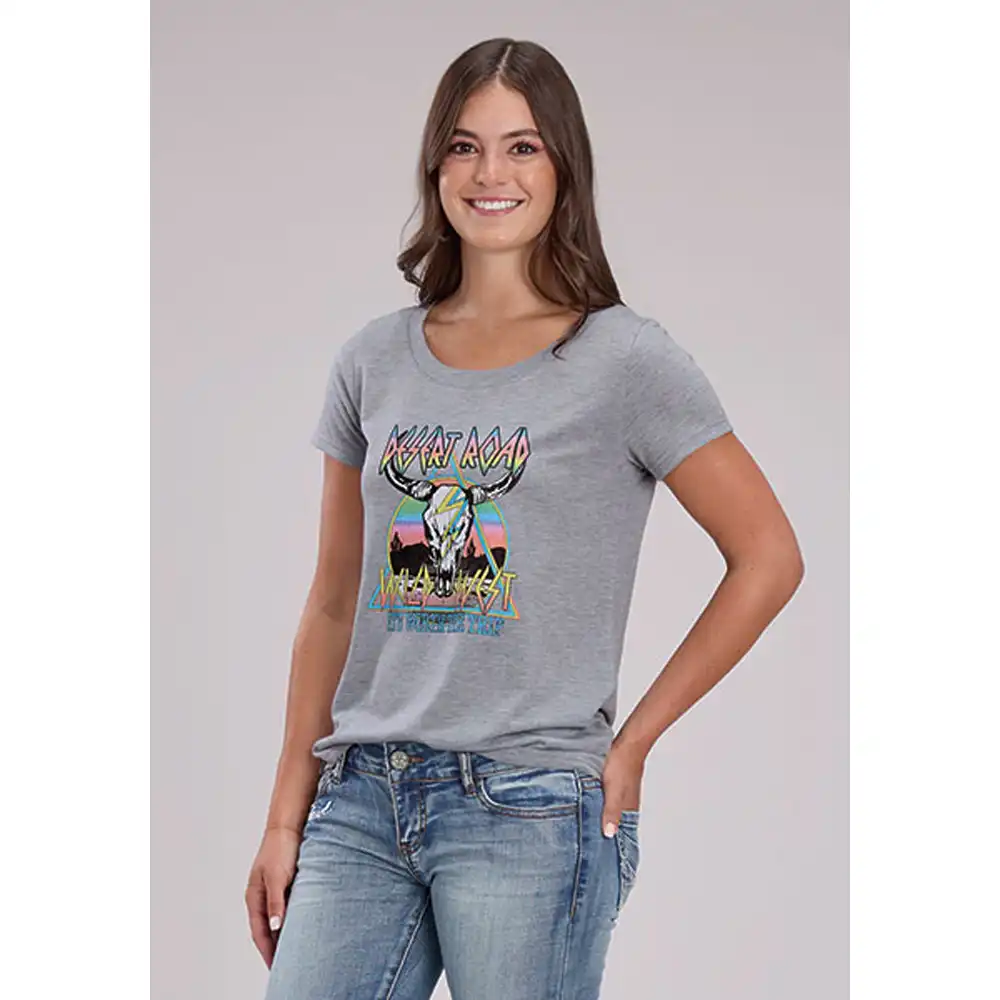 roper women's graphic tee grey