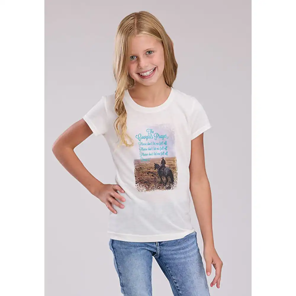 roper girl's graphic tee white