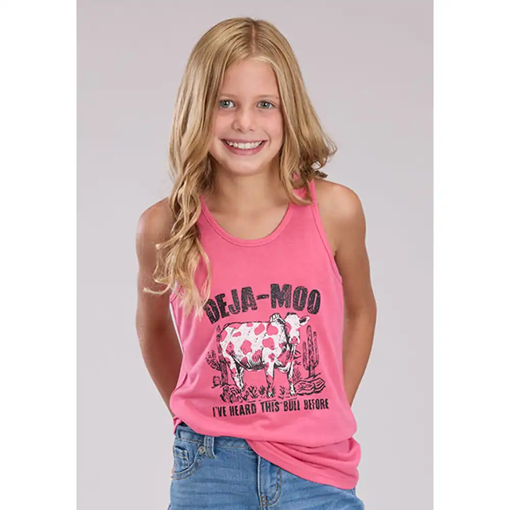 roper girl's graphic tank pink