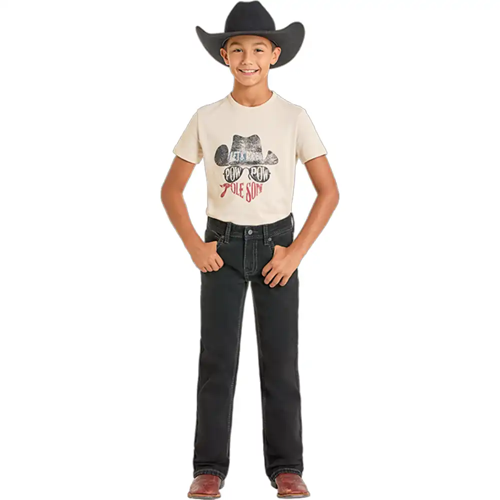 rock & roll denim boy's bootcut jean in black