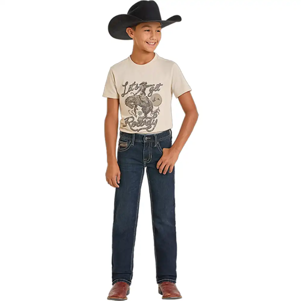 rock & roll denim boy's straight jean in dark vintage
