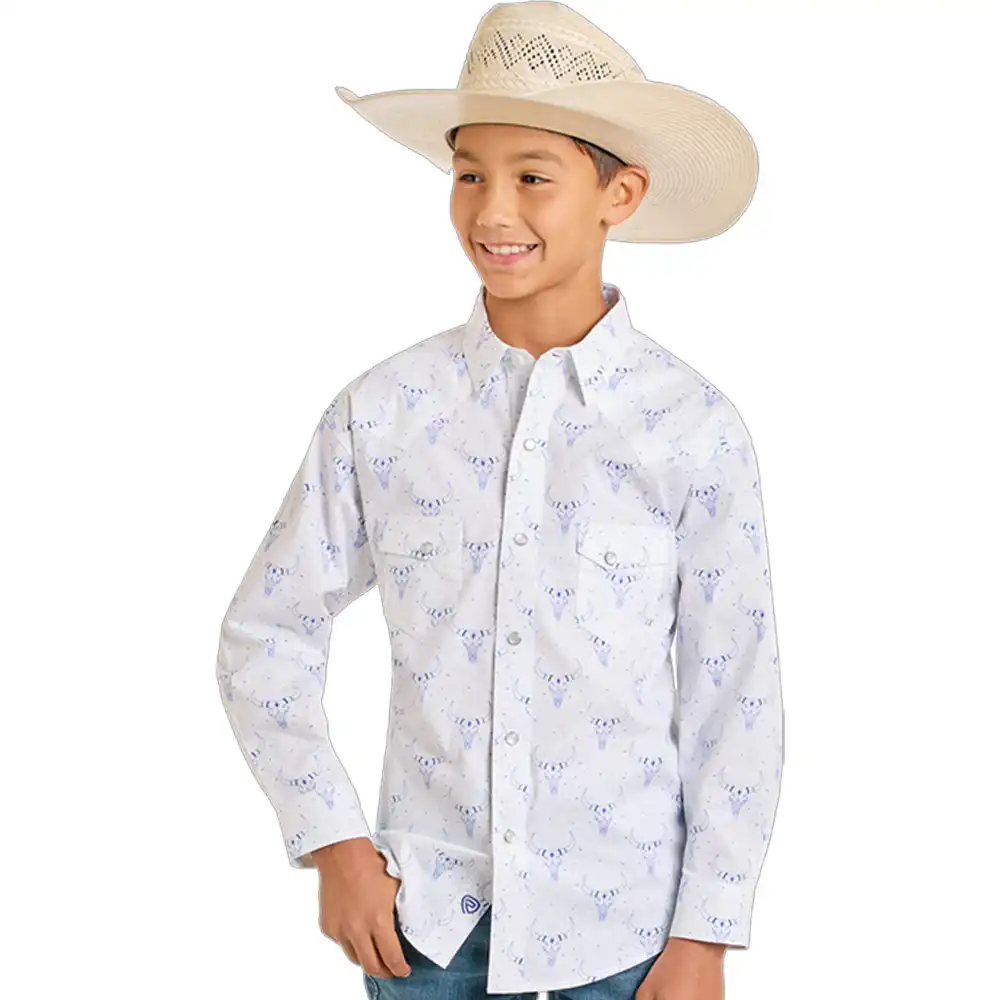 rock & roll denim boy's long sleeve shirt
