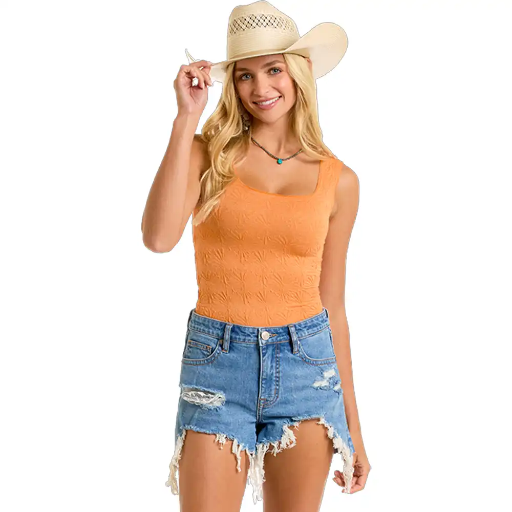 rock & roll denim women's tank orange
