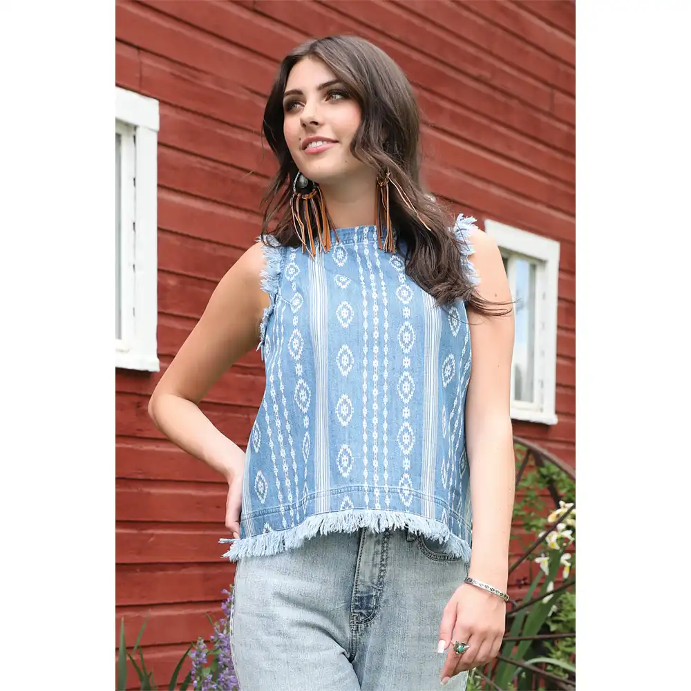 cruel denim women's tank top chambray