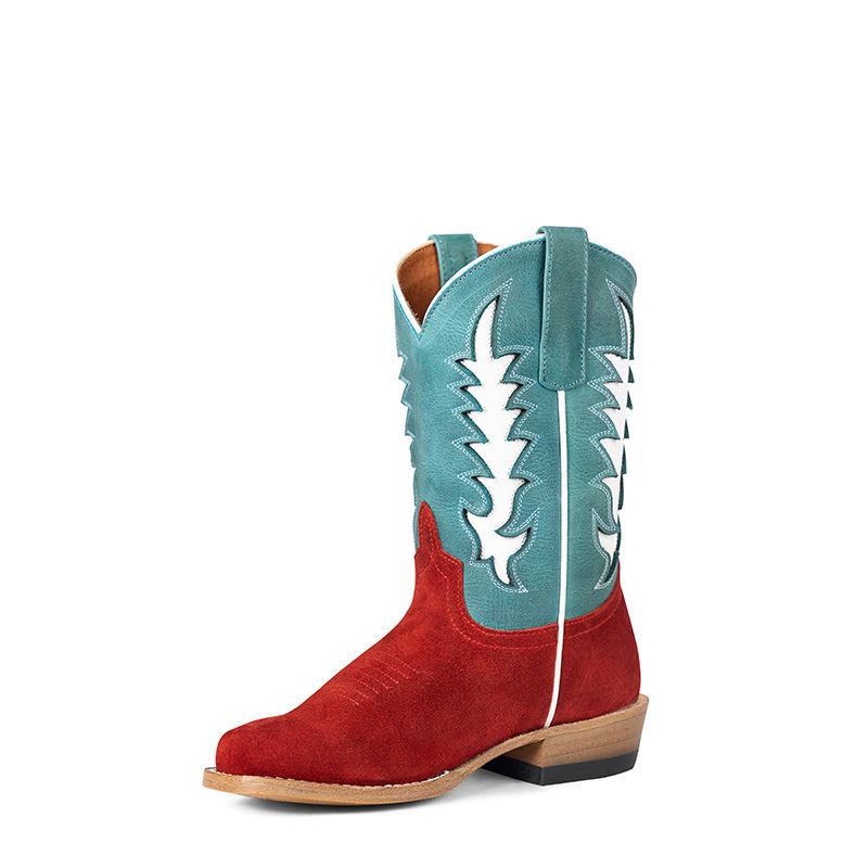 macie bean kid's leather sole boots red and green