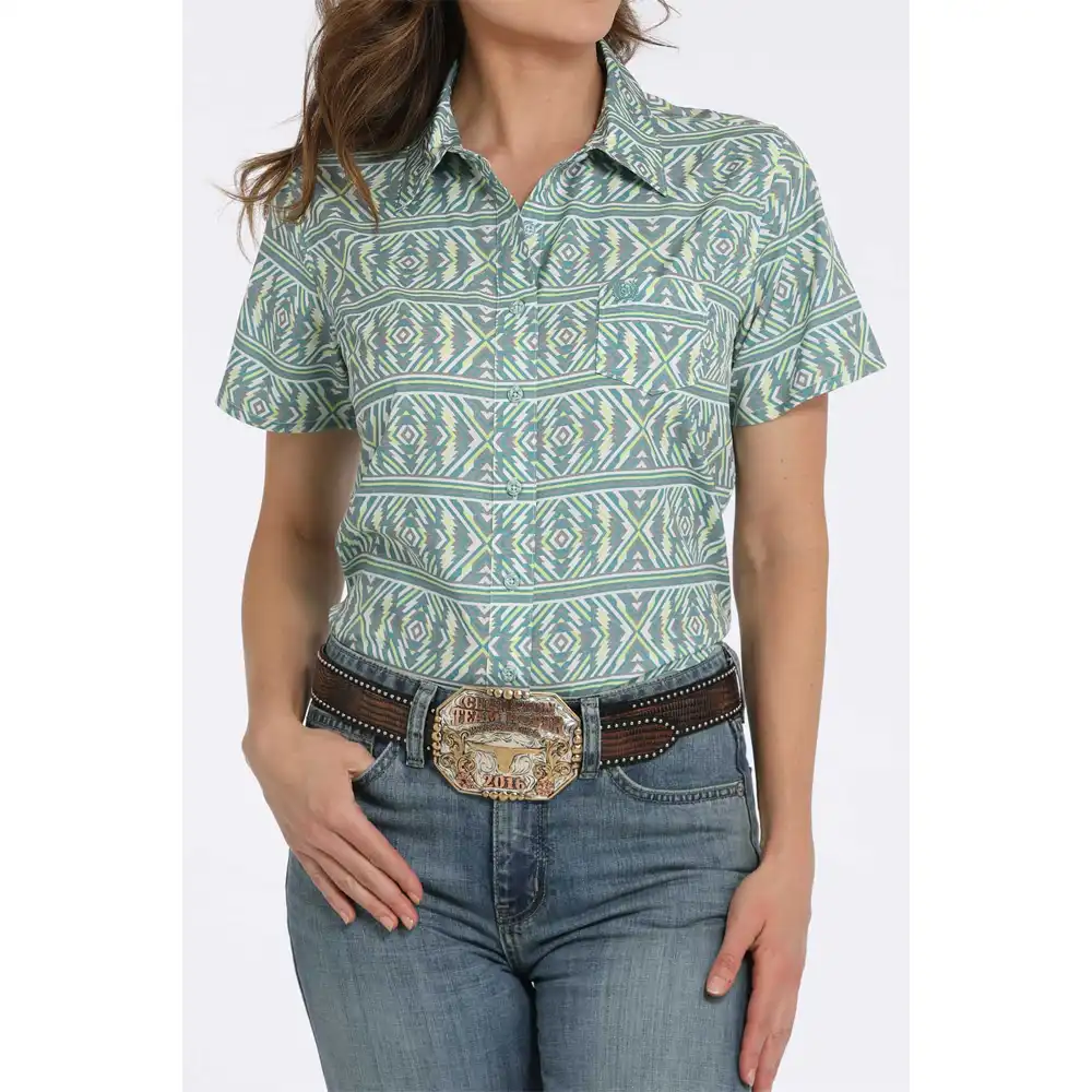cinch women's short sleeve shirt blue