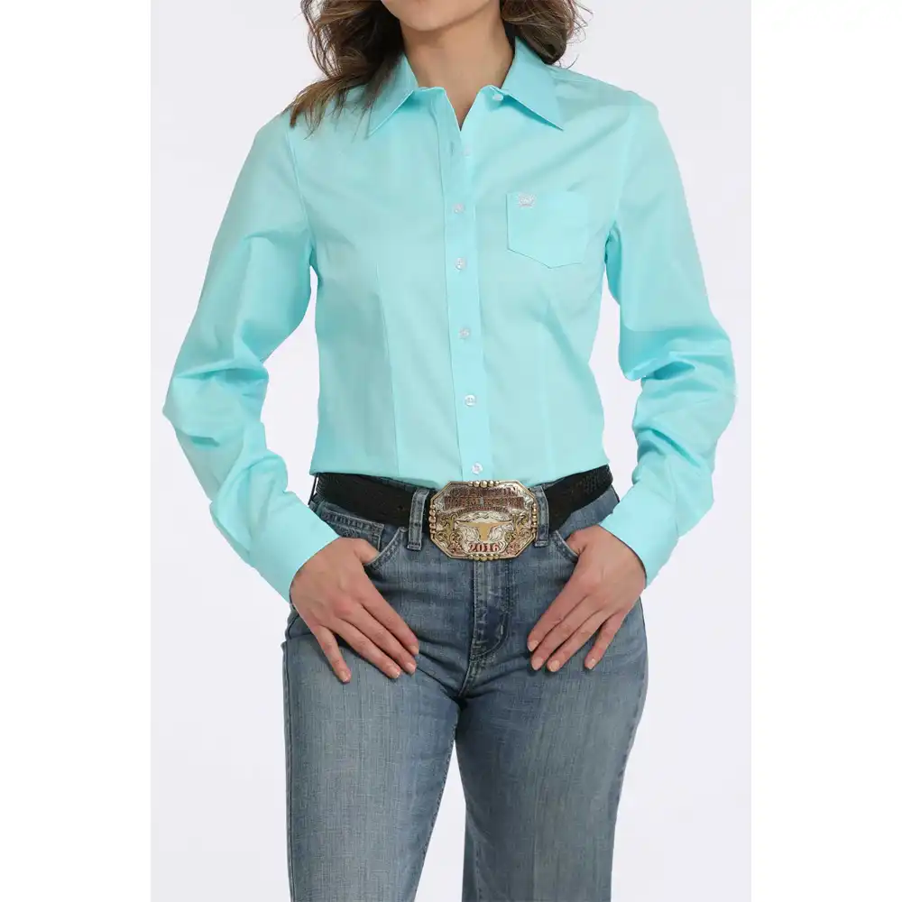 cinch women's long sleeve shirt turquoise