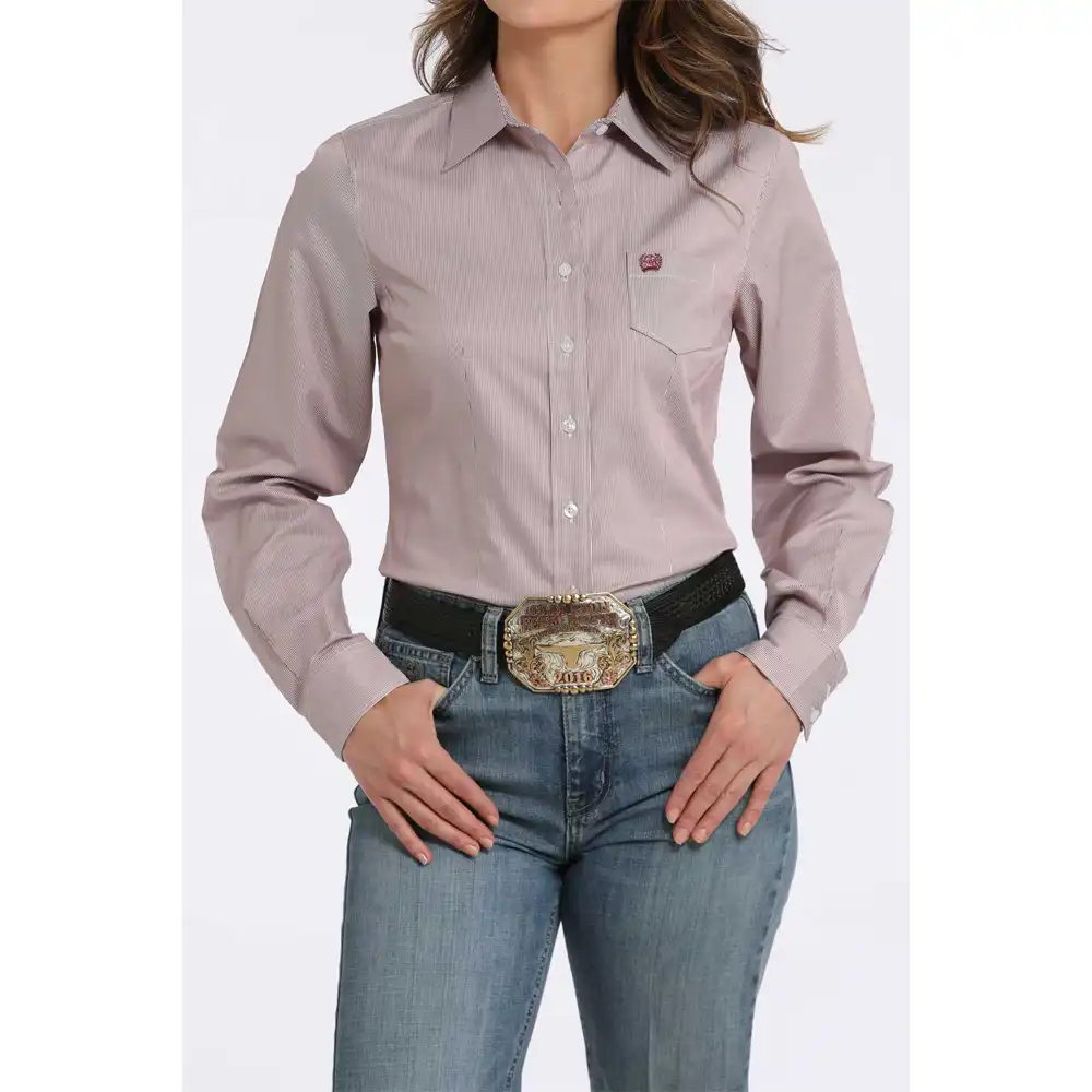cinch women's long sleeve shirt pink tencel