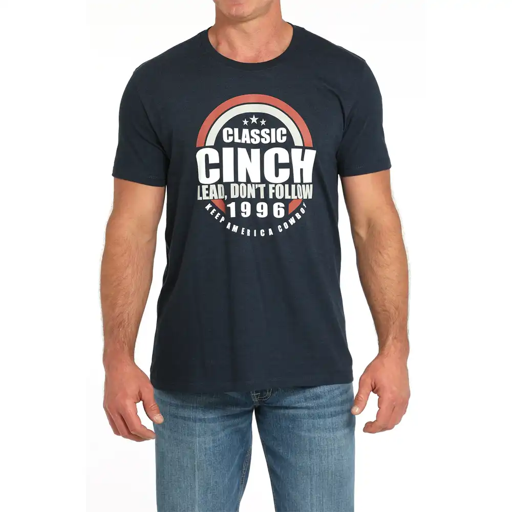 cinch men's brand tee shirt navy