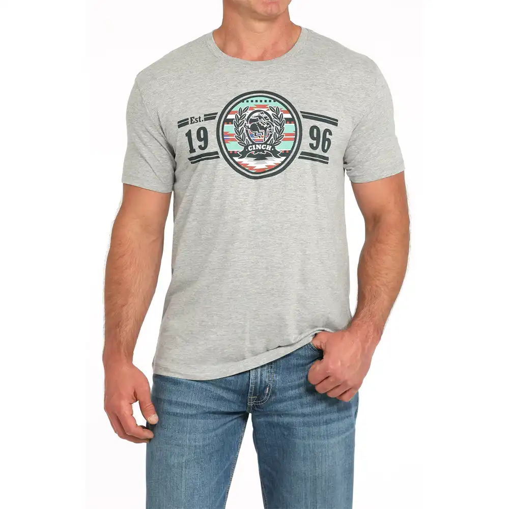 cinch men's brand tee shirt grey