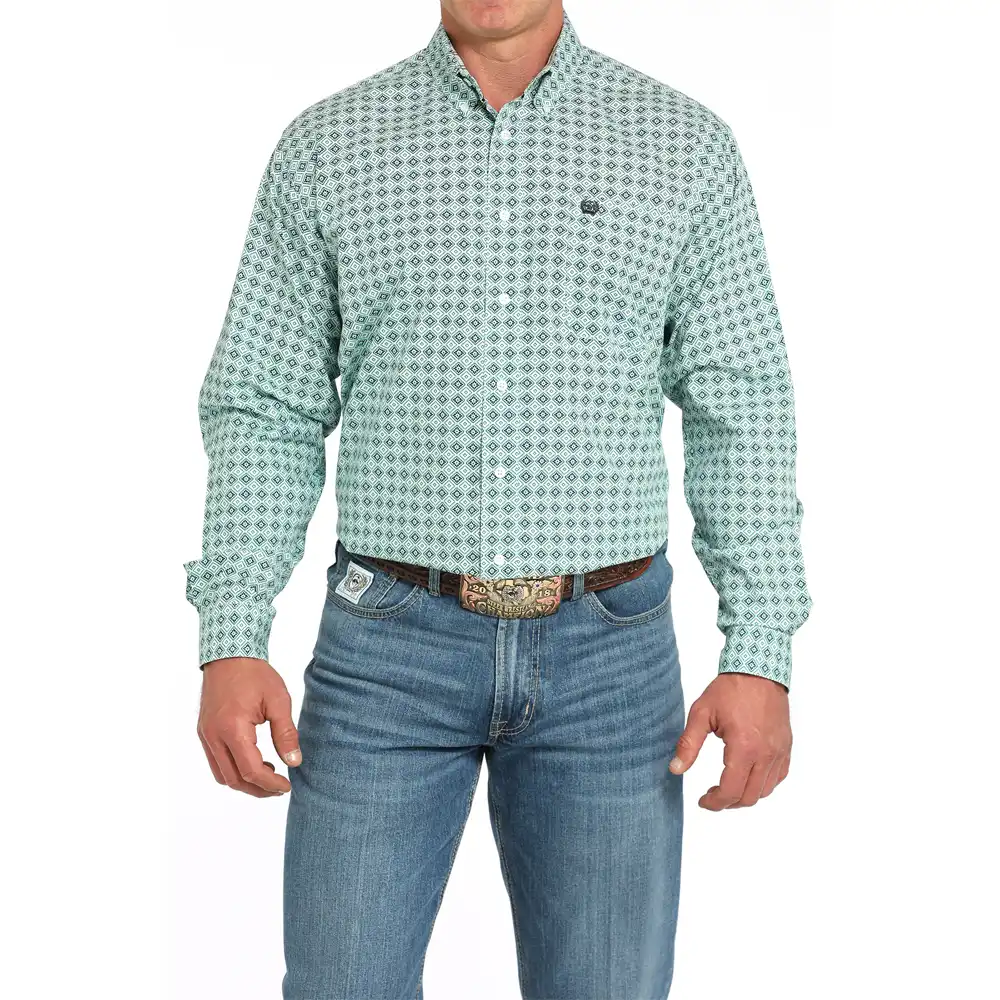 cinch men's long sleeve shirt turquoise