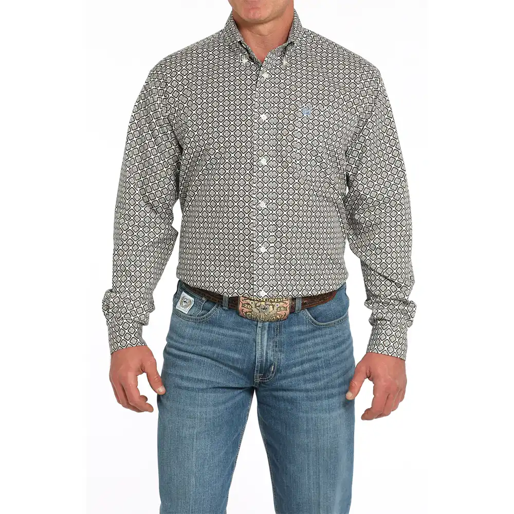 cinch men's long sleeve shirt grey