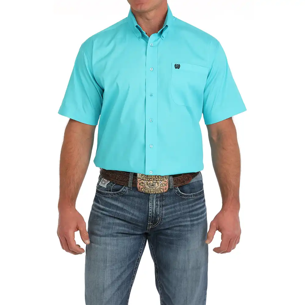 cinch men's short sleeve shirt turquoise