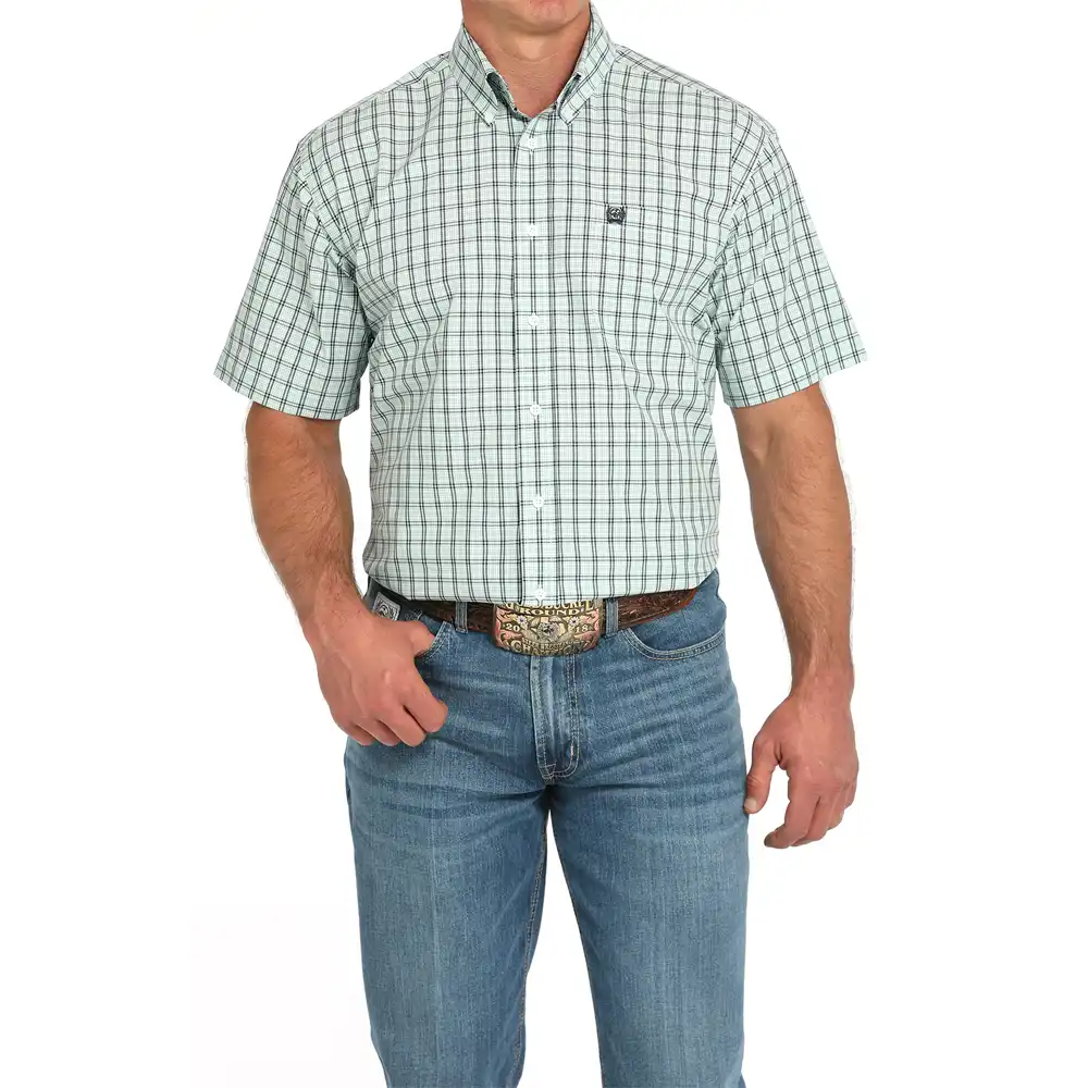 cinch men's short sleeve shirt turquoise