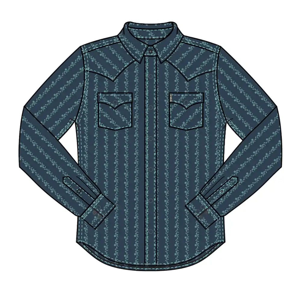 cinch men's long sleeve shirt blue