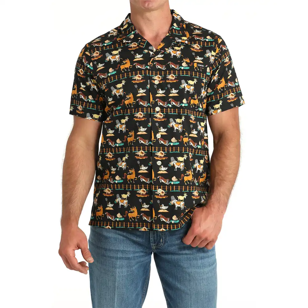 cinch men's short sleeve shirt funny farm