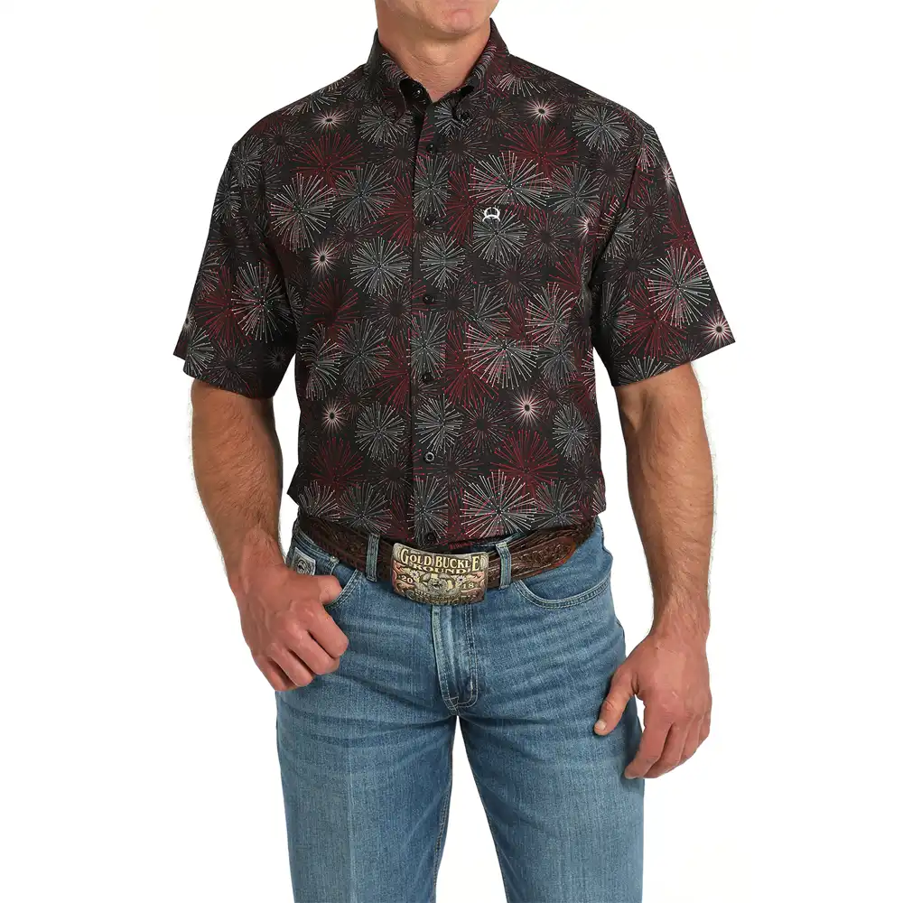 cinch men's short sleeve shirt fireworks