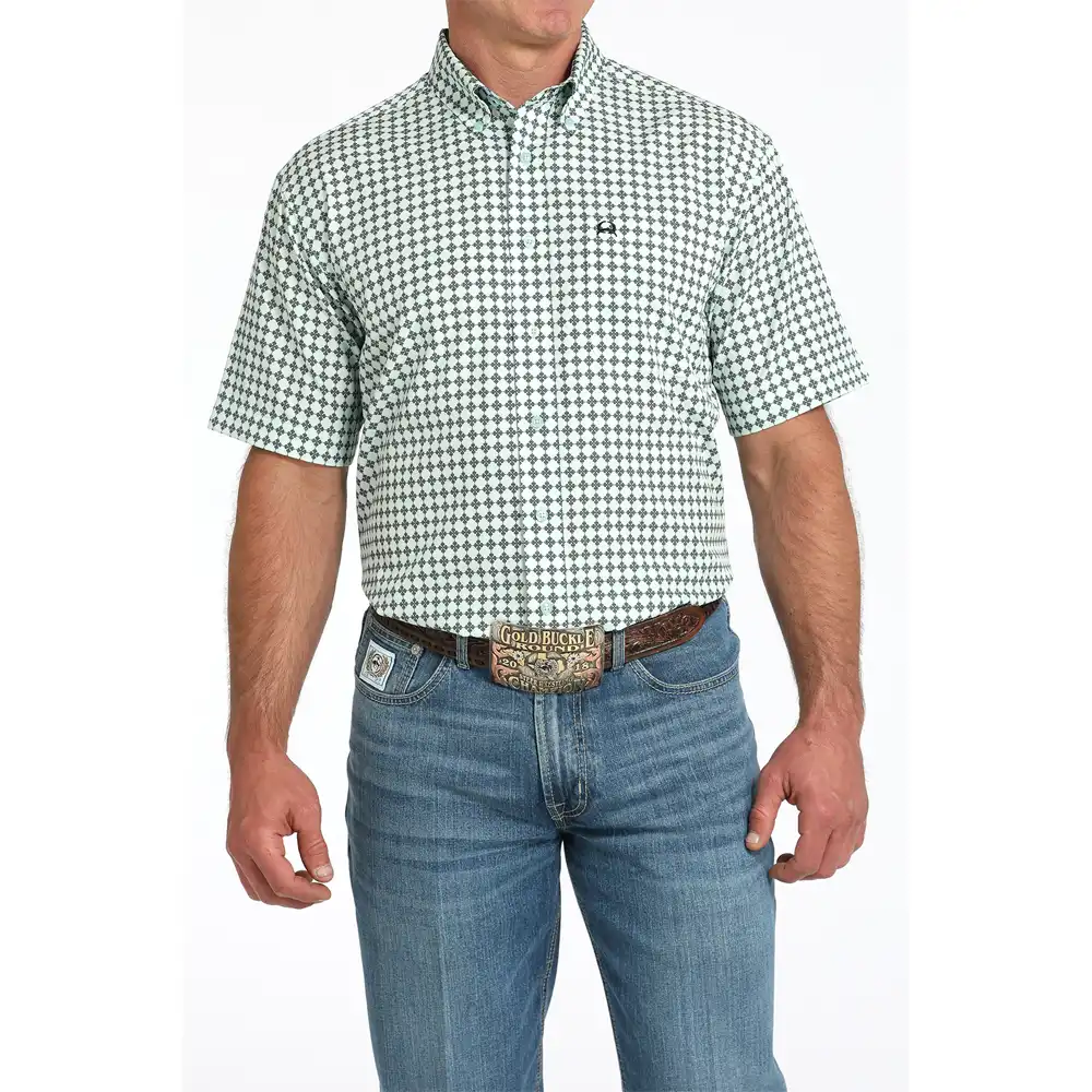 cinch men's short sleeve shirt light blue