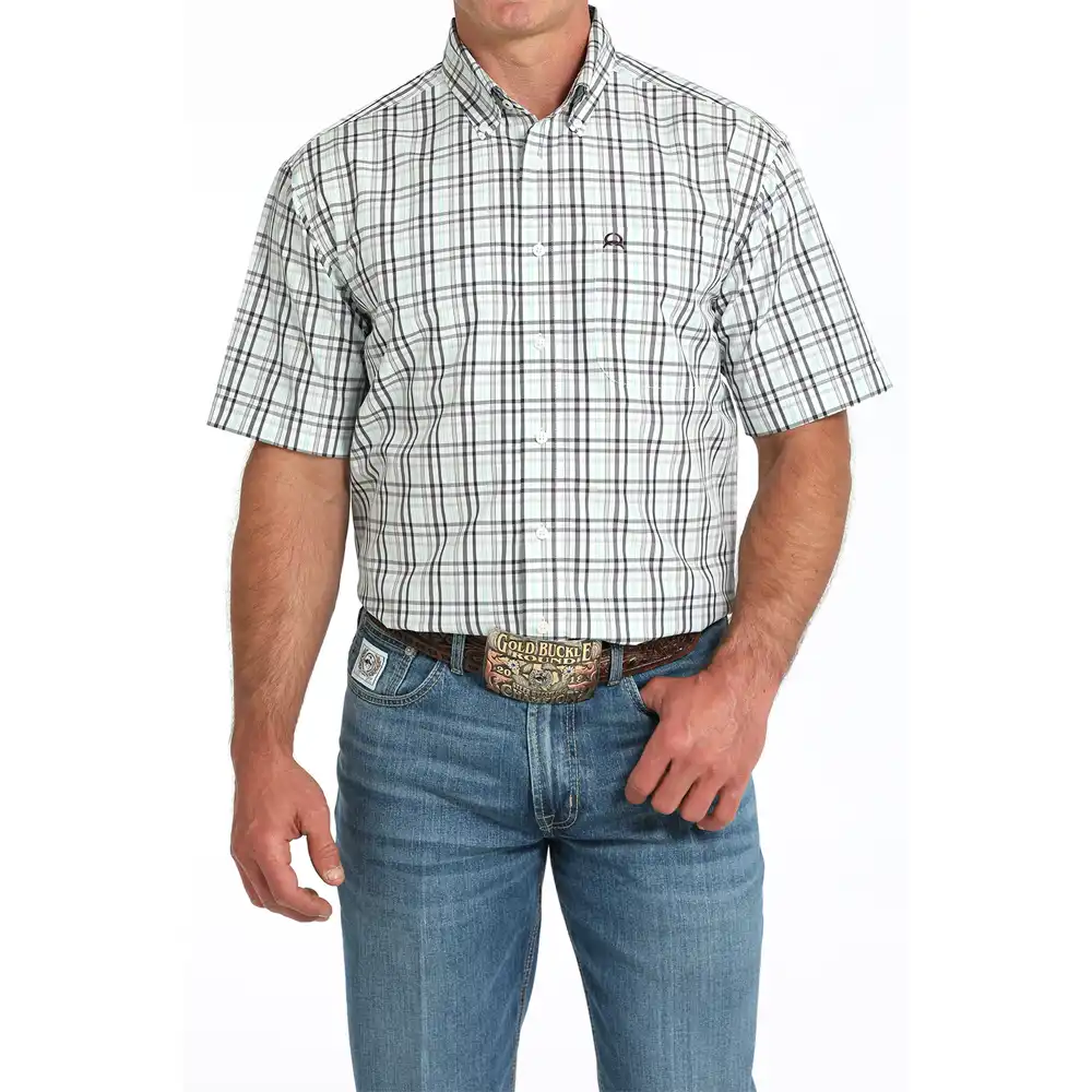 cinch men's short sleeve shirt white