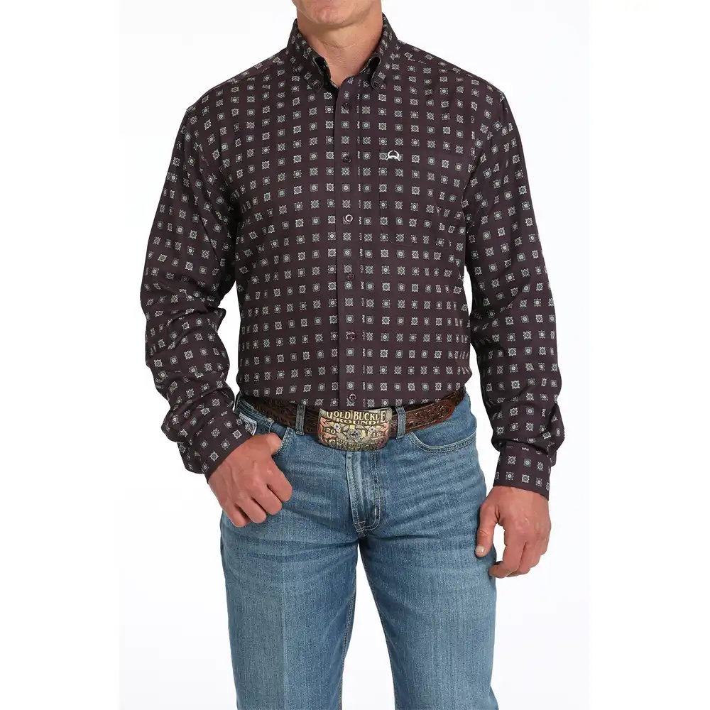 cinch men's long sleeve shirt purple