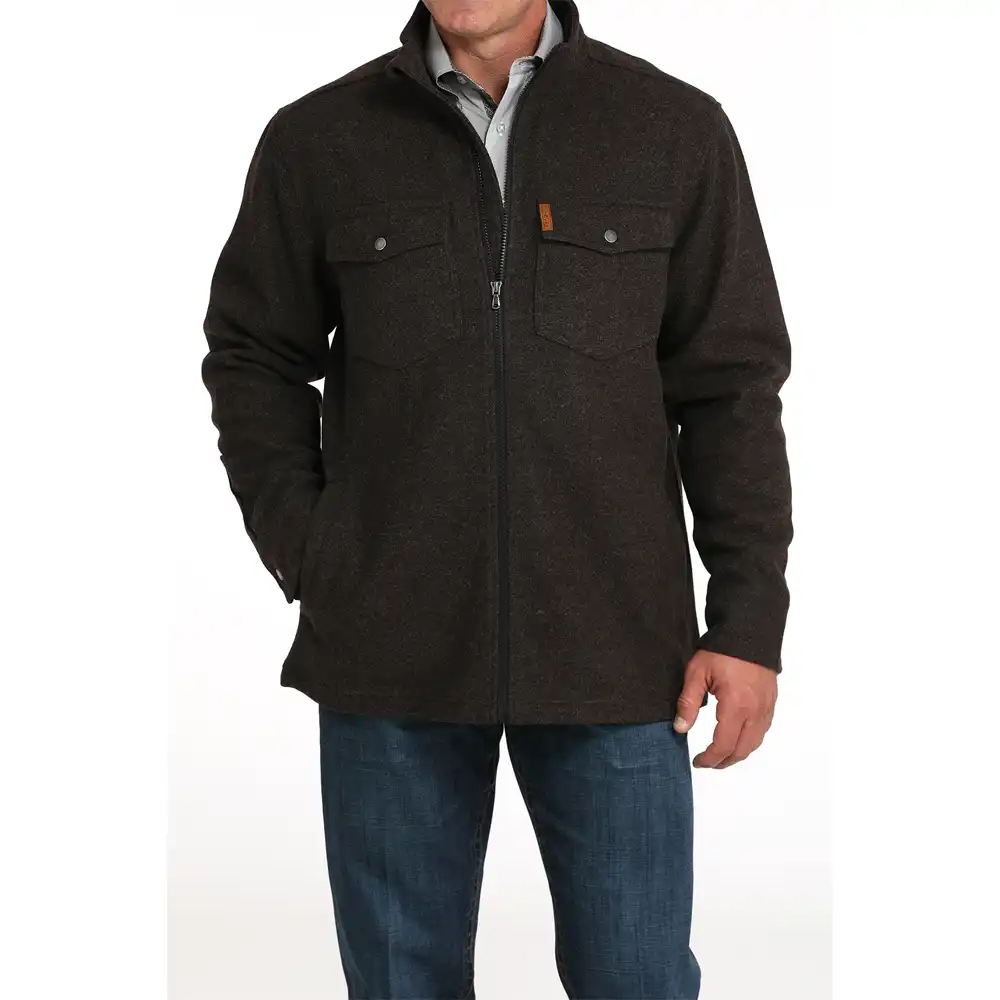 cinch knit shirt jacket brown