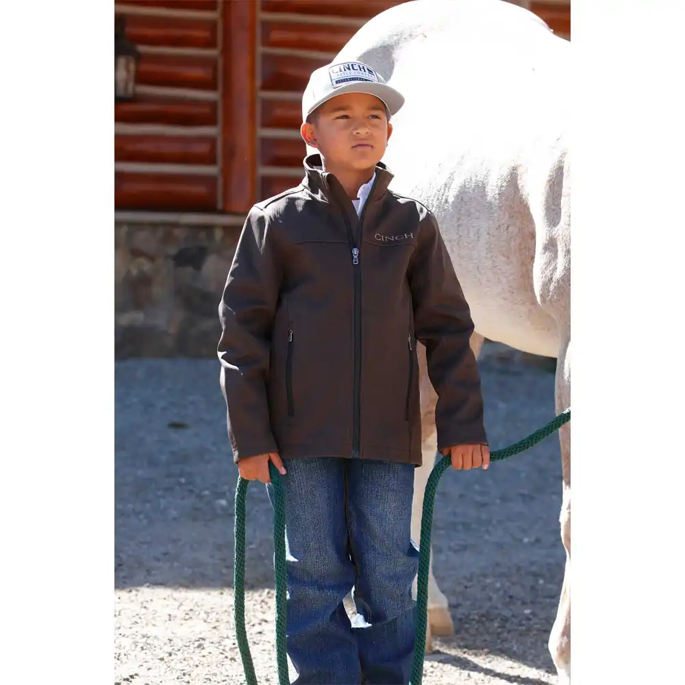 cinch boy's bonded jacket brown