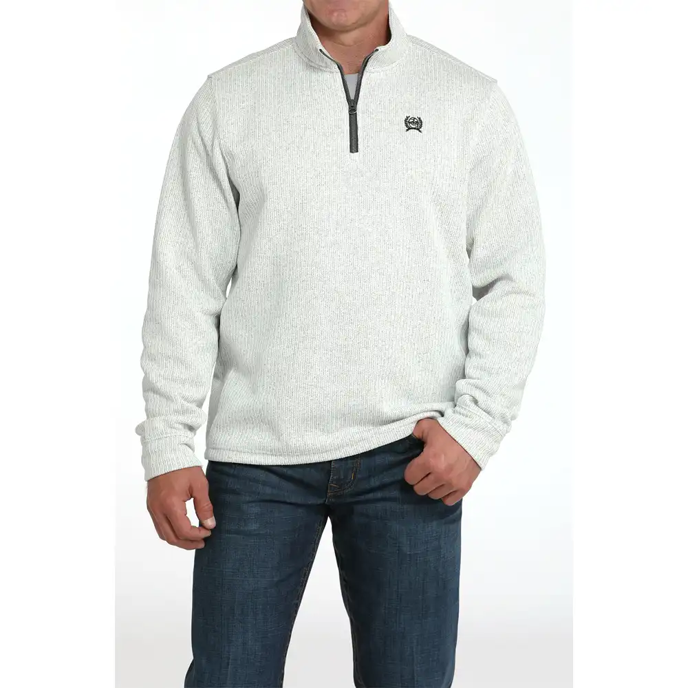 cinch men's 1/4 zip pullover light grey