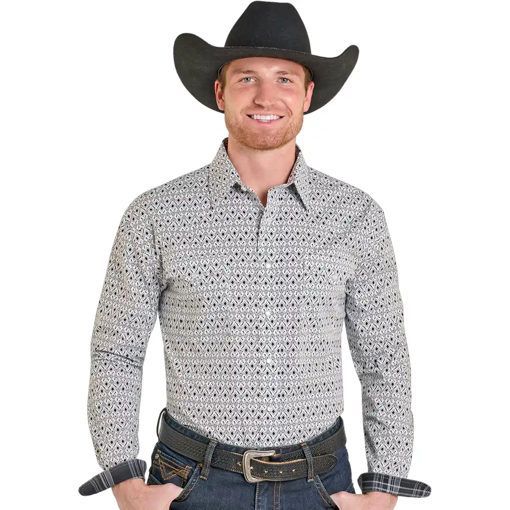 panhandle slim men's long sleeve shirt grey