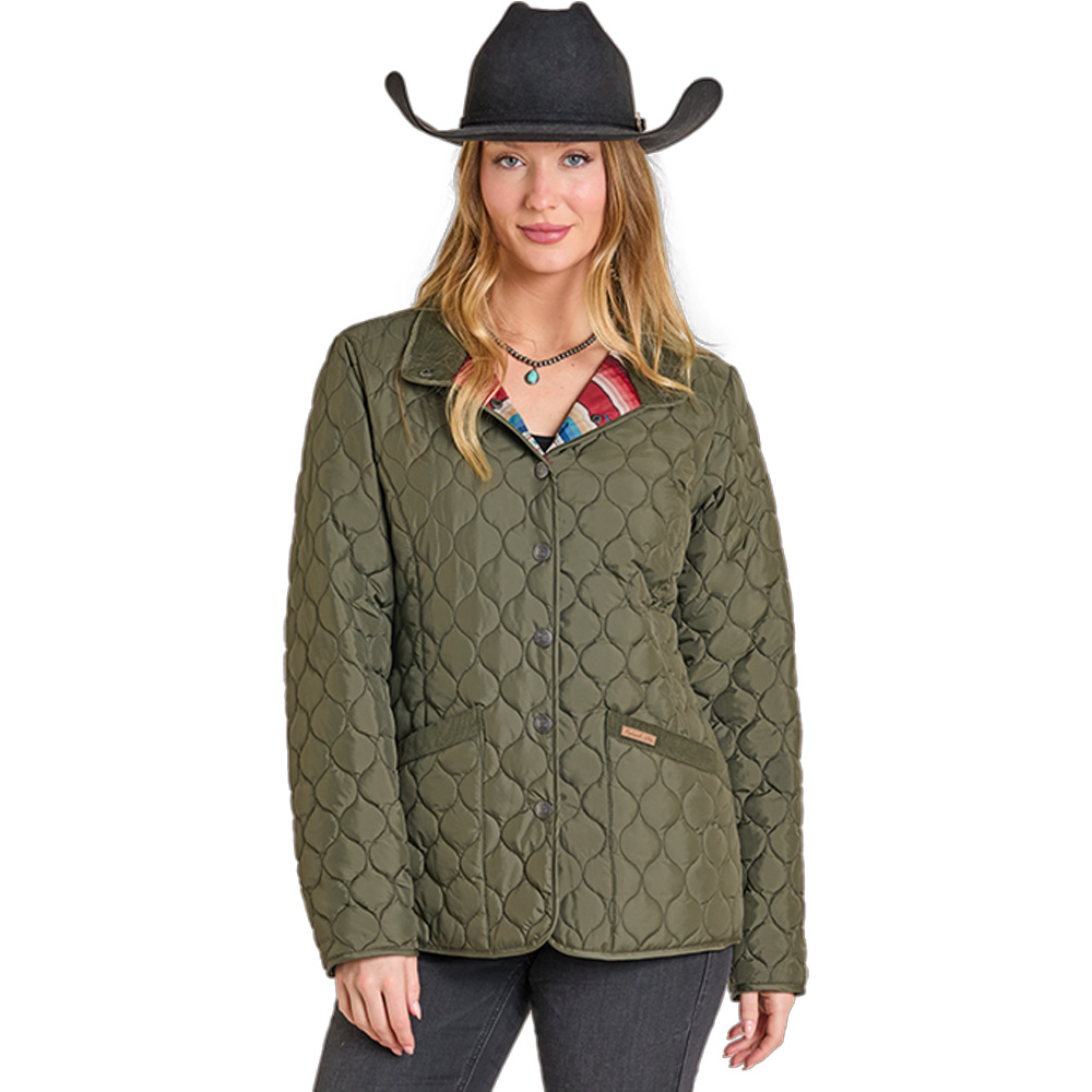 powder river women's riding jacket quilted olive