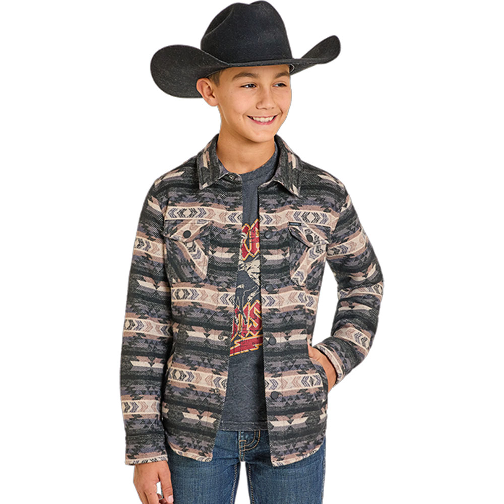 rock & roll denim boy's jacquard shirt jacket