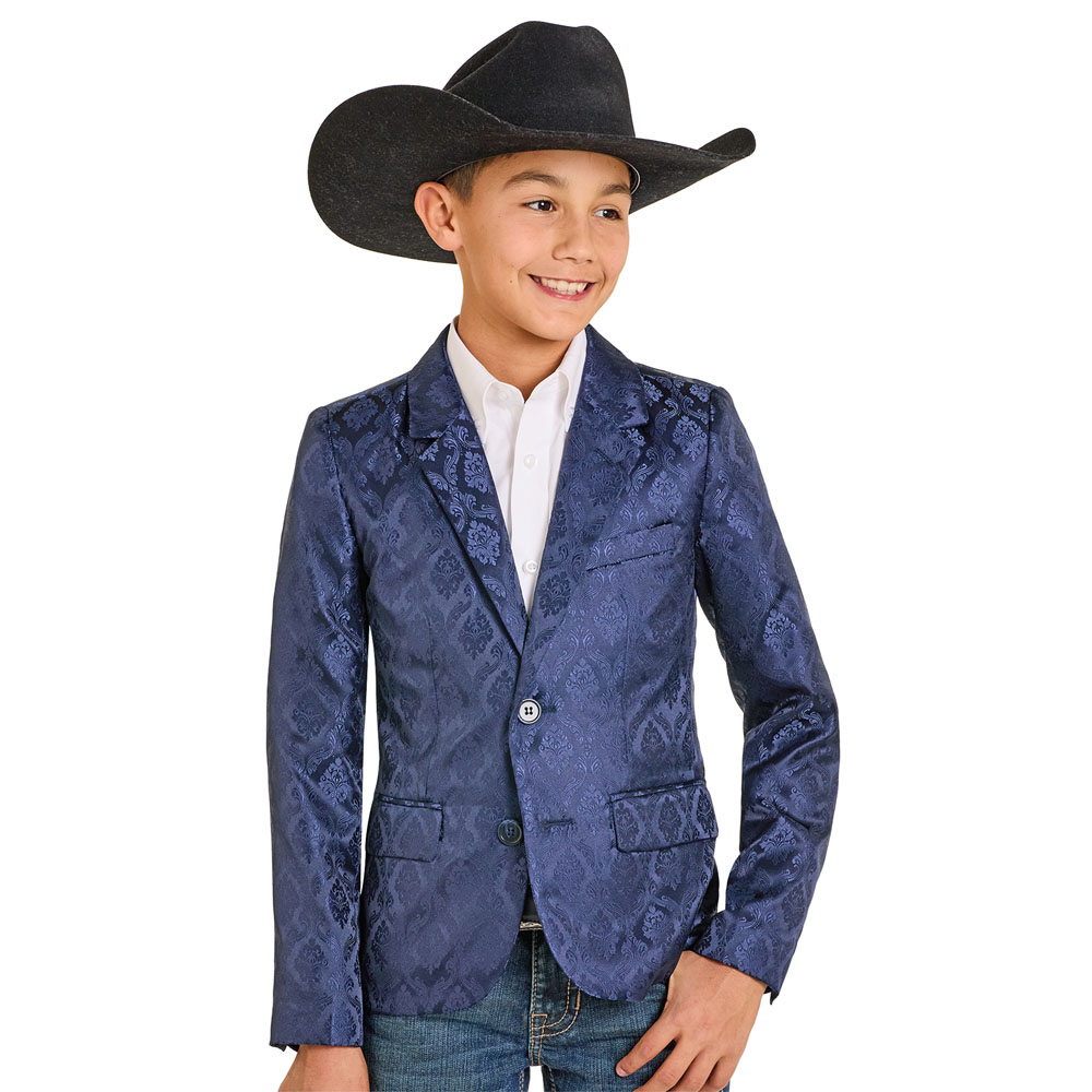 rock & roll denim boy's sports coat navy