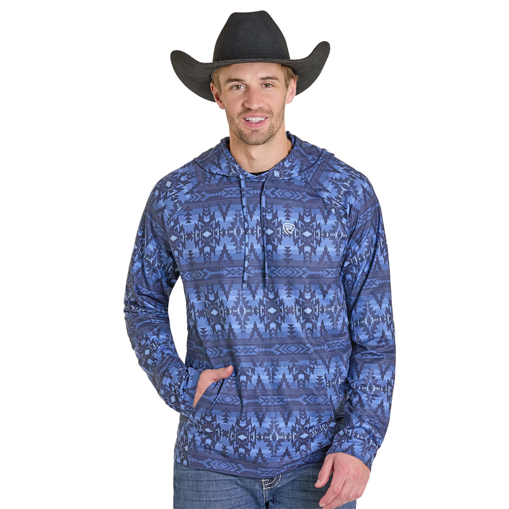 men's performance hoodie navy aztec
