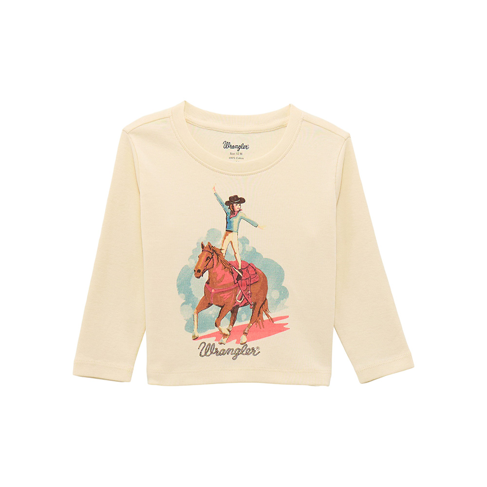 wrangler girl's long sleeve tee cream