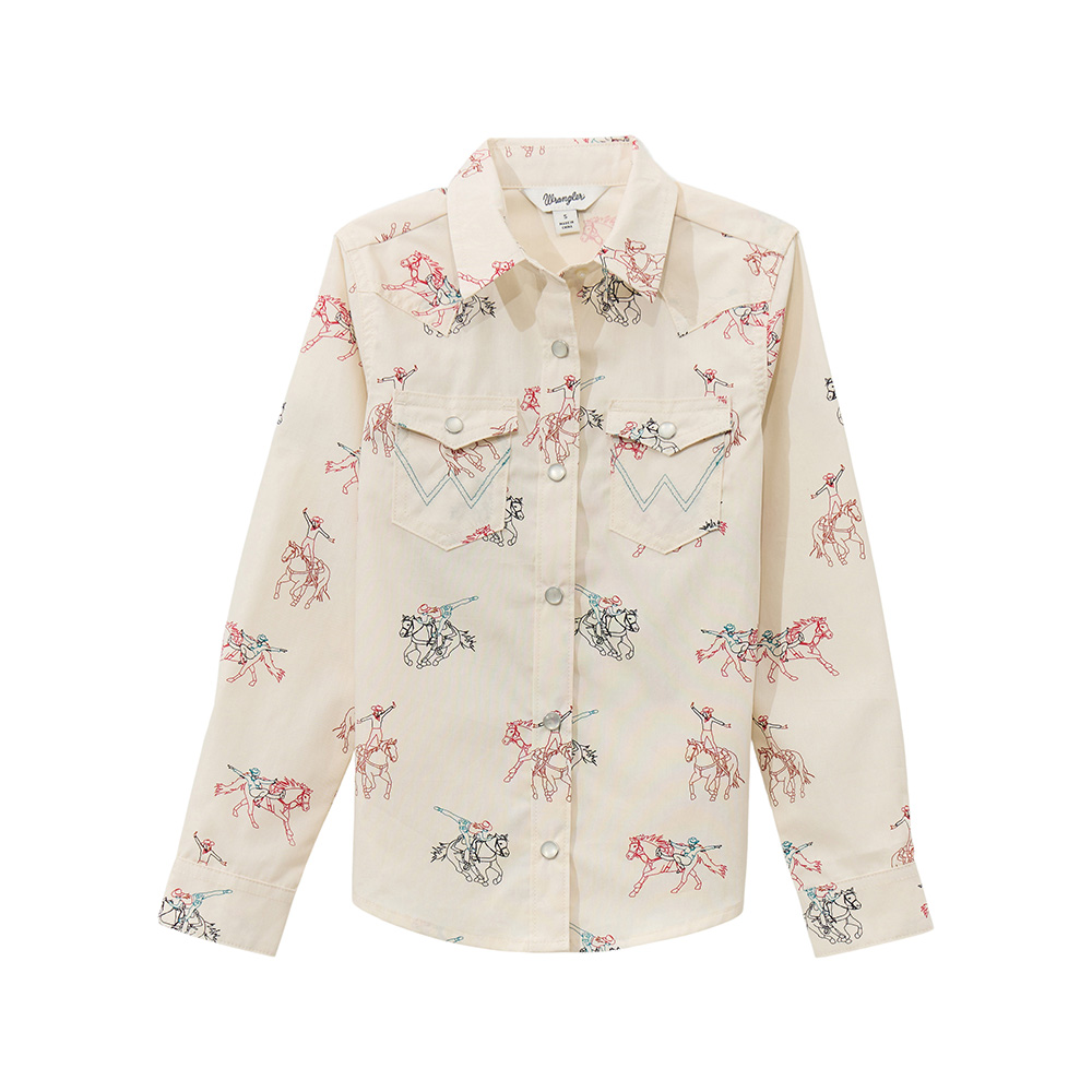 wrangler girl's western top in white